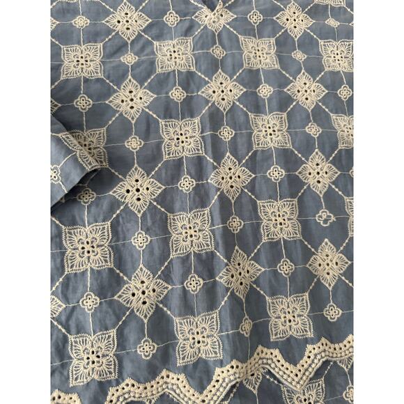 Zara Floral Embroidered Top Retro V-Neck Long-Sleeved high low top cotton small - Picture 12 of 16